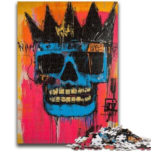 Totenkopf-Puzzle im Basquiat-Stil für Teenager, 1000 Teile, anspruchsvolles Spiel und Lernspiel für die ganze Familie zum Geburtstag, Weihnachten, 26x38cm von ZKYUBEK