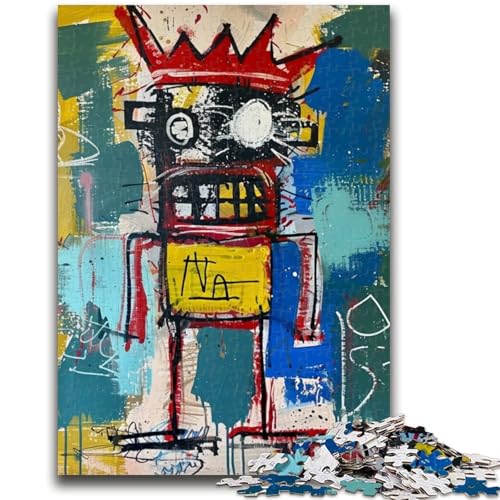 Totenkopfkronen-Puzzle im Basquiat-Stil, 1000 Teile für Teenager, Herausforderung der Gehirnintelligenz, süchtig machendes Spielzeug, Geburtstagsgeschenk für Kinder ab 14 Jahren, 50x75cm von ZKYUBEK