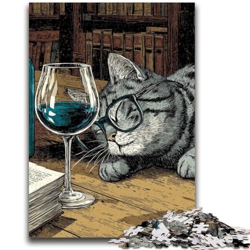 Trinkende Katze Puzzle 1000 Teile für Teenager Geschenke, Lernspielzeug Lustige Familienspiele Einzigartige Heimdekoration 26x38cm Trinkende Katze Puzzle 1000 Teile für Teenager Geschenke, Lernspielzeug Lustige Familienspiele Einzigartige Heimdekoration 26x38cm von ZKYUBEK
