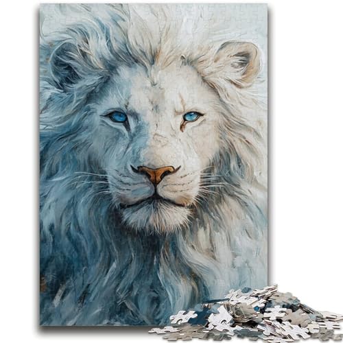 Weißer Löwe Puzzle für Erwachsene 1000 Teile, lustige Spiele, Wanddekoration, einzigartige Geburtstags, 50x75cm von ZKYUBEK