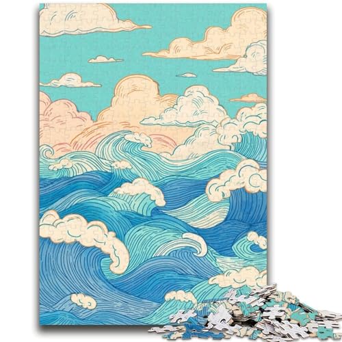 Wellen-Puzzle im japanischen Stil für Teenager, 1000 Teile, anspruchsvolles Spiel und Lernspiel für die ganze Familie zum Geburtstag, Weihnachten, 26x38cm von ZKYUBEK