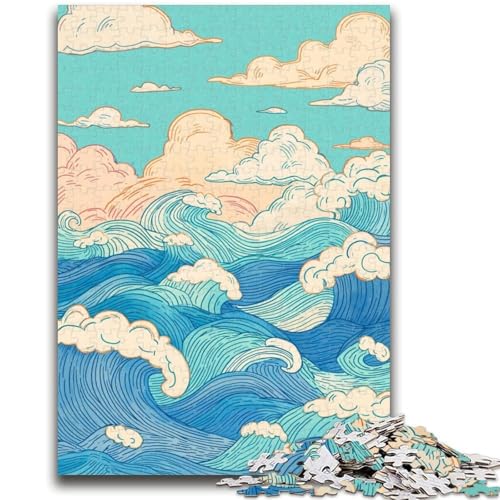 Wellen im japanischen Stil, 1000 Teile Puzzle für Erwachsene und Jugendliche, anspruchsvolles Spiel und Lernspiel für die ganze Familie zum Geburtstag, Weihnachten, 50x75cm von ZKYUBEK