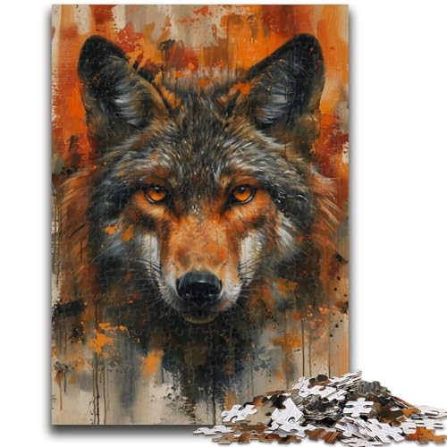Wolf-Ölgemälde-Puzzle für Teenager, 1000 Teile, anspruchsvolles Spiel und Lernspiel für die ganze Familie zum Geburtstag, Weihnachten, 26x38cm von ZKYUBEK