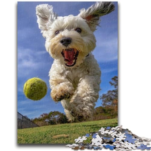 Yorkshire Terrier spielt Tennis, Puzzle für Teenager, 1000 Teile, Stressabbau, Staycation, Zeit totschlagen, Eltern-Kind-Interaktion, 26x38cm von ZKYUBEK