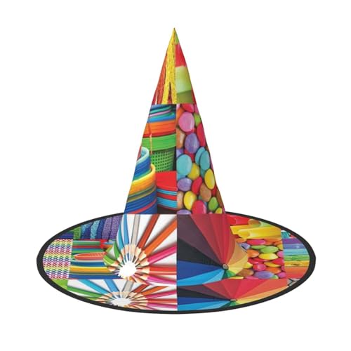 ZKZBDPLK Halloween-Hut mit spitzem Hut, bunt, Collagen-Druck, Halloween-dekorativer Hut ZKZBDPLK Halloween-Hut mit spitzem Hut, bunt, Collagen-Druck, Halloween-dekorativer Hut von ZKZBDPLK