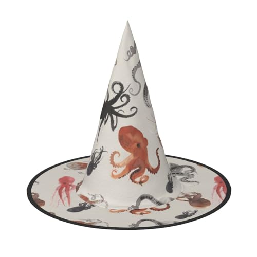 ZKZBDPLK Halloween-Hut mit spitzem Oktopus-Druck, Halloween-Dekohut von ZKZBDPLK