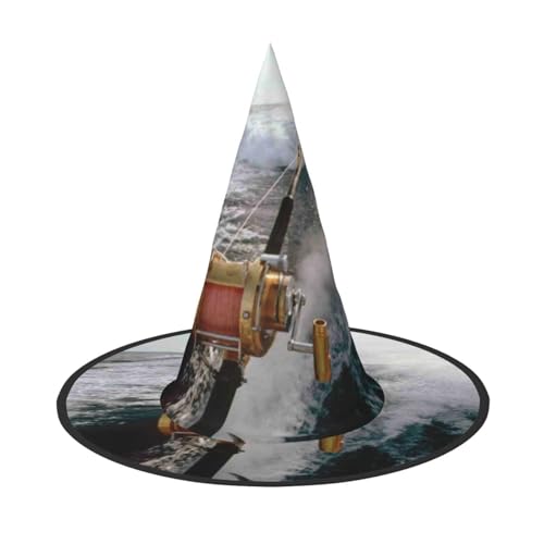 ZKZBDPLK Halloween-Spitzhut, Angelruten-Druck, Halloween-Dekohut von ZKZBDPLK