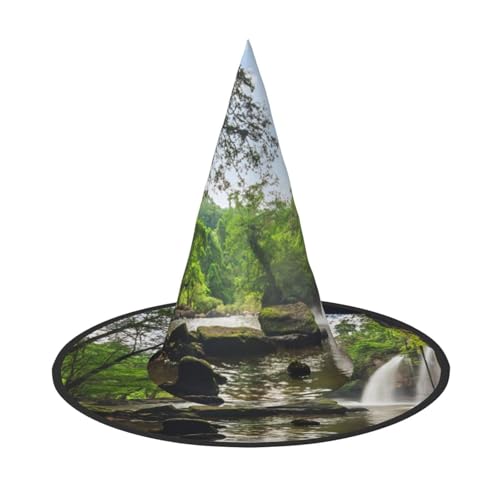 ZKZBDPLK Halloween-Spitzhut, Berg-Wasserfall-Druck, Halloween-dekorativer Hut von ZKZBDPLK