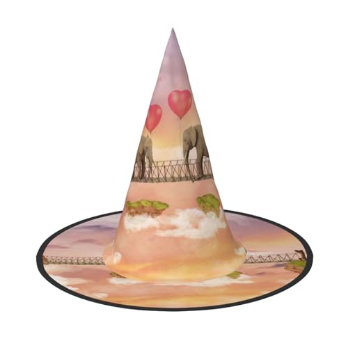 ZKZBDPLK Halloween-Spitzhut, Elefant auf einer Brücke, dekorativer Halloween-Hut ZKZBDPLK Halloween-Spitzhut, Elefant auf einer Brücke, dekorativer Halloween-Hut von ZKZBDPLK