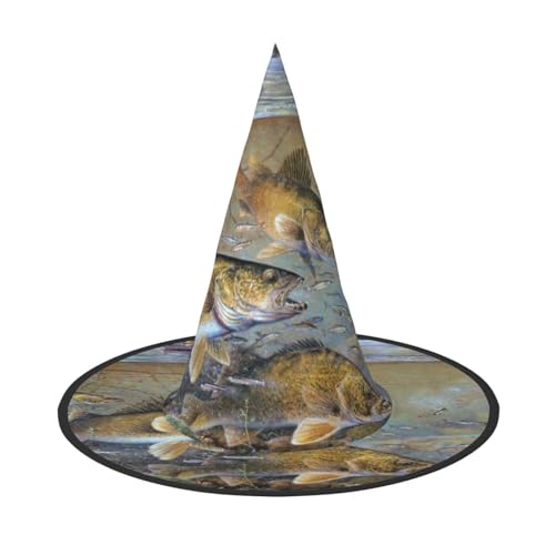 ZKZBDPLK Halloween-Spitzhut, Fischermotiv, Halloween-Dekohut von ZKZBDPLK
