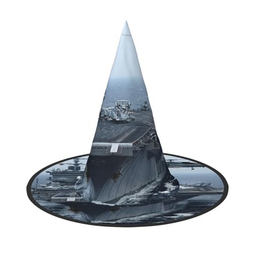 ZKZBDPLK Halloween-Spitzhut, Flugzeugträger-Druck, Halloween-Dekohut von ZKZBDPLK