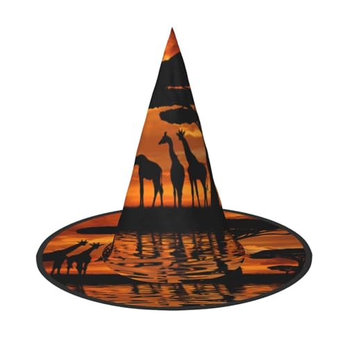 ZKZBDPLK Halloween-Spitzhut, Giraffe unter dem Baum in Afrika, Druck, Halloween-Dekohut von ZKZBDPLK