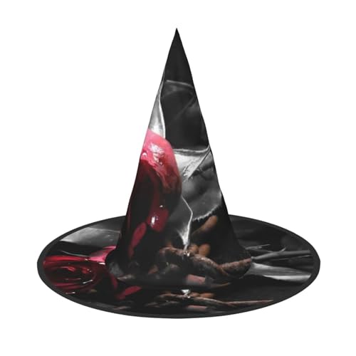 ZKZBDPLK Halloween-Spitzhut, Gothic-Stil, schwarze Rosen, Halloween-Dekohut von ZKZBDPLK