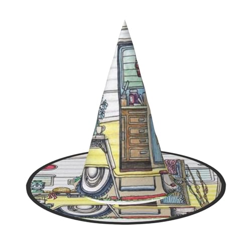 ZKZBDPLK Halloween-Spitzhut, Motiv: Happy Campers Druck, Halloween-Dekohut von ZKZBDPLK