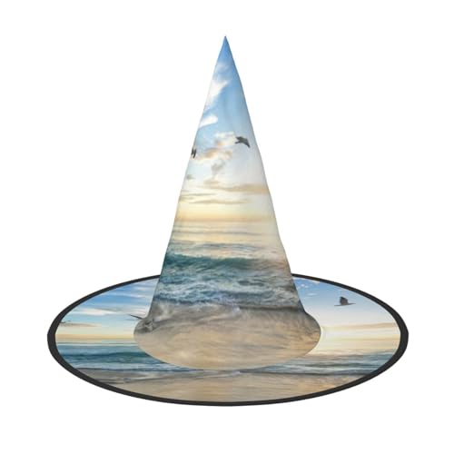 ZKZBDPLK Halloween-Spitzhut, Ozean, Sonnenuntergang, Halloween-Dekohut von ZKZBDPLK