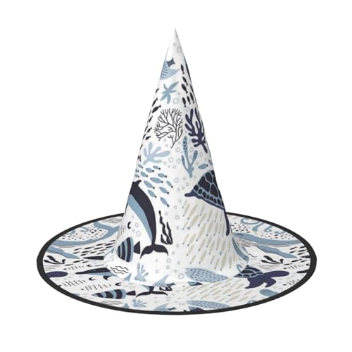 ZKZBDPLK Halloween-Spitzhut, Schildkröte, Oktopus-Muster, Ozean-Themen-Druck, Halloween-dekorativer Hut ZKZBDPLK Halloween-Spitzhut, Schildkröte, Oktopus-Muster, Ozean-Themen-Druck, Halloween-dekorativer Hut von ZKZBDPLK