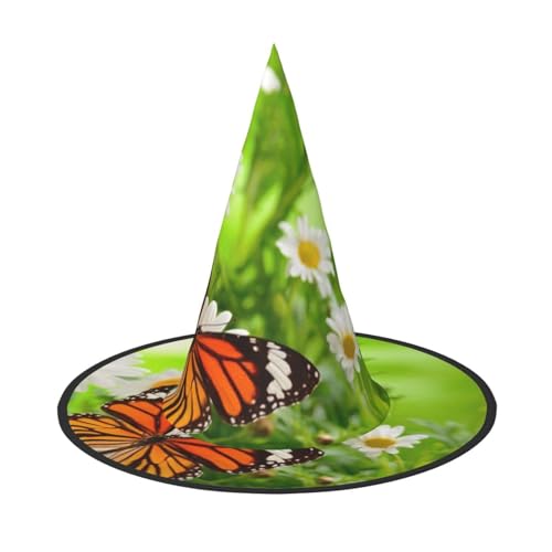 ZKZBDPLK Halloween-Spitzhut, Schmetterling auf Gänseblümchen, Blumendruck, Halloween-dekorativer Hut ZKZBDPLK Halloween-Spitzhut, Schmetterling auf Gänseblümchen, Blumendruck, Halloween-dekorativer Hut von ZKZBDPLK