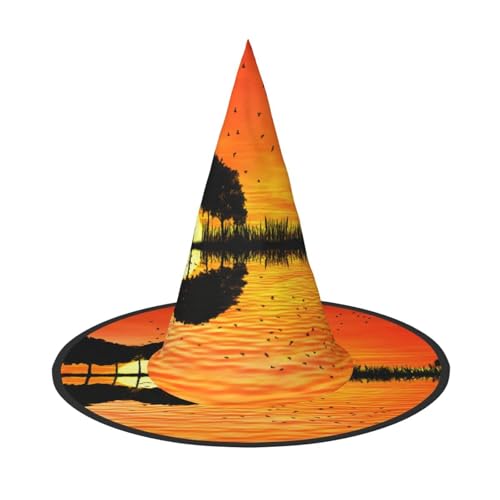 ZKZBDPLK Halloween-Spitzhut, See-Gitarre, Reflexionsdruck, Halloween-dekorativer Hut von ZKZBDPLK