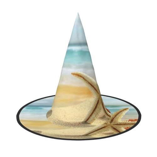 ZKZBDPLK Halloween-Spitzhut, Seestern und Koralle am Strand, dekorativer Halloween-Hut ZKZBDPLK Halloween-Spitzhut, Seestern und Koralle am Strand, dekorativer Halloween-Hut von ZKZBDPLK