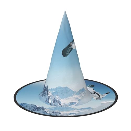 ZKZBDPLK Halloween-Spitzhut, Snowboard-Druck, Halloween-Dekohut von ZKZBDPLK