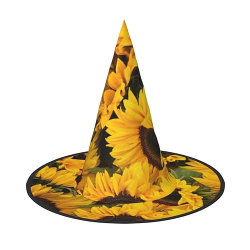 ZKZBDPLK Halloween-Spitzhut, Sonnenblumen-Druck, Halloween-Dekohut von ZKZBDPLK
