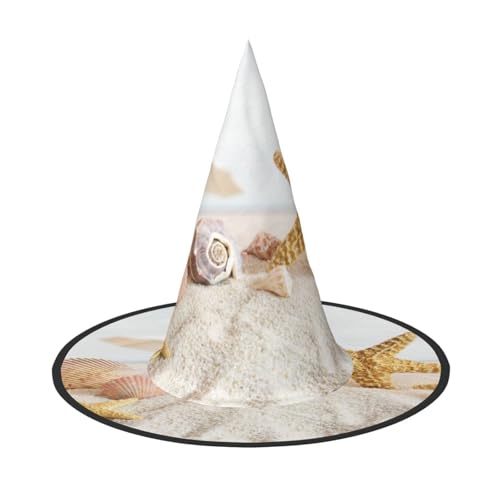ZKZBDPLK Halloween-Spitzhut, Strand-Themen-Druck, Halloween-dekorativer Hut von ZKZBDPLK