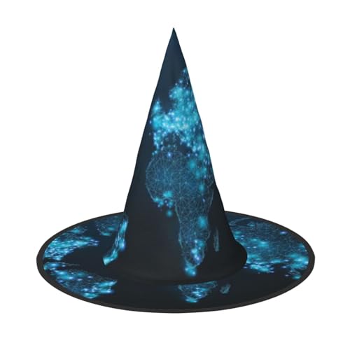 ZKZBDPLK Halloween-Spitzhut, Weltkarten-Druck, Halloween-Dekohut von ZKZBDPLK