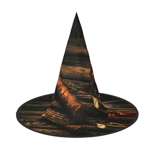 ZKZBDPLK Halloween-Spitzhut, Zigarren- und Whiskey-Druck, Halloween-Dekohut von ZKZBDPLK
