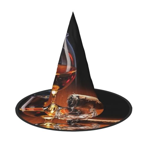ZKZBDPLK Halloween-Spitzhut, Zigarren- und Whiskey-Druck, Halloween-Dekohut ZKZBDPLK Halloween-Spitzhut, Zigarren- und Whiskey-Druck, Halloween-Dekohut von ZKZBDPLK