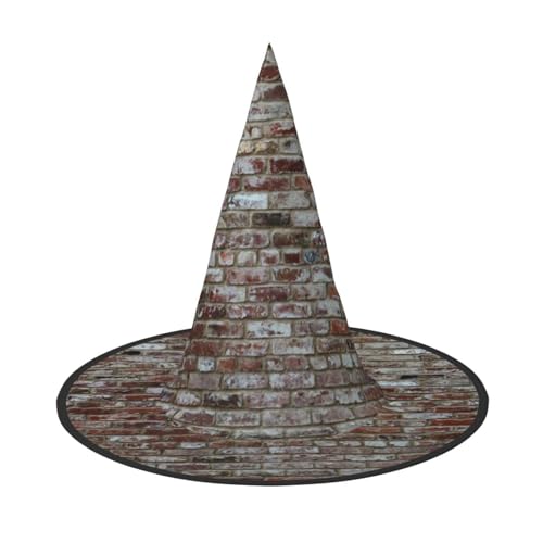 ZKZBDPLK Halloween-Spitzhut, alter Ziegelstein-Wanddruck, Halloween-Dekohut von ZKZBDPLK