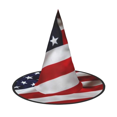 ZKZBDPLK Halloween-Spitzhut, amerikanische Flagge, Druck, Halloween-Dekohut von ZKZBDPLK