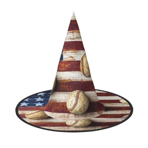 ZKZBDPLK Halloween-Spitzhut, amerikanische Flagge und Baseball-Druck, Halloween-dekorativer Hut ZKZBDPLK Halloween-Spitzhut, amerikanische Flagge und Baseball-Druck, Halloween-dekorativer Hut von ZKZBDPLK