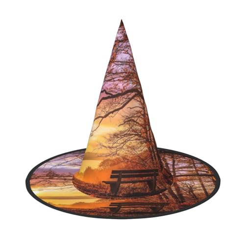 ZKZBDPLK Halloween-Spitzhut, einsame Bank, Sonnenuntergang-Druck, Halloween-dekorativer Hut ZKZBDPLK Halloween-Spitzhut, einsame Bank, Sonnenuntergang-Druck, Halloween-dekorativer Hut von ZKZBDPLK