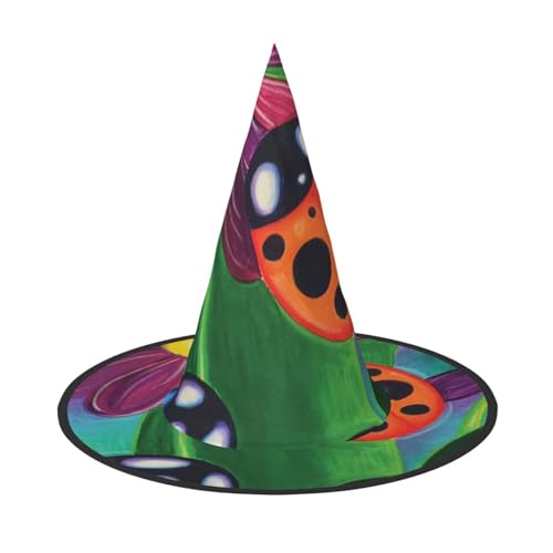 ZKZBDPLK Halloween-Spitzhut, farbenfroher Marienkäfer-Druck, Halloween-dekorativer Hut von ZKZBDPLK