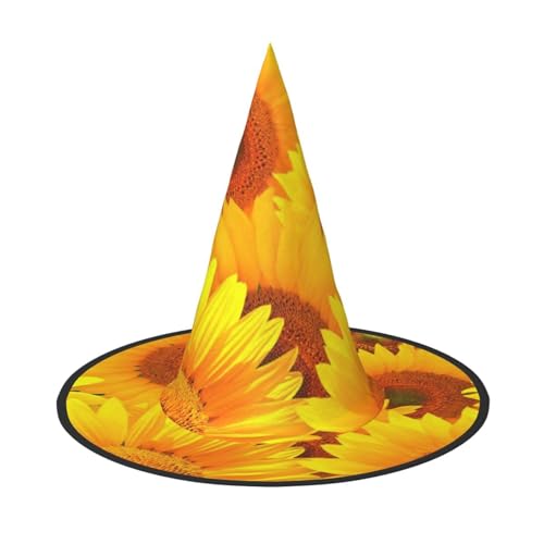 ZKZBDPLK Halloween-Spitzhut, gelbe Sonnenblumen-Druck, Halloween-Dekohut von ZKZBDPLK