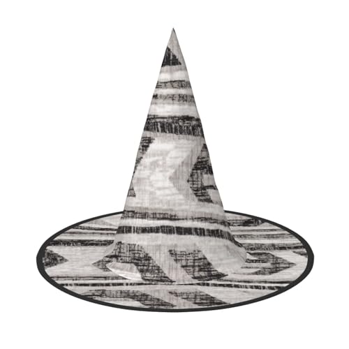 ZKZBDPLK Halloween-Spitzhut, grauer Tribal-Druck, Halloween-Dekohut von ZKZBDPLK