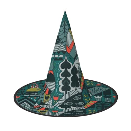 ZKZBDPLK Halloween-Spitzhut, grüner Tierdruck, Halloween-Dekohut von ZKZBDPLK