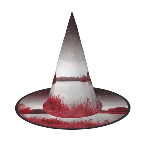 ZKZBDPLK Halloween-Spitzhut, himmelroter Landschaftsdruck, Halloween-Dekohut von ZKZBDPLK
