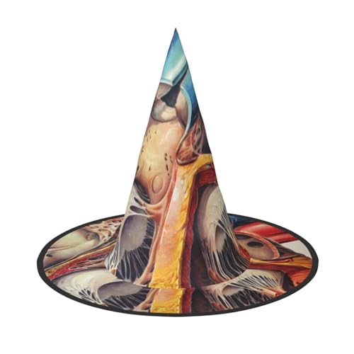 ZKZBDPLK Halloween-Spitzhut, menschliche Anatomie, Herzdiagramm, Druck, Halloween-dekorativer Hut von ZKZBDPLK