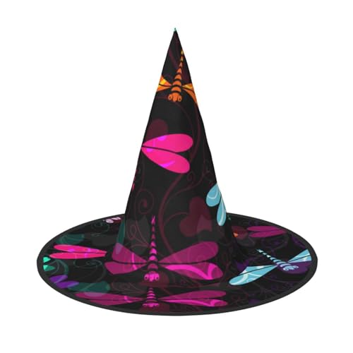 ZKZBDPLK Halloween-Spitzhut, niedlicher Libellen-Druck, Halloween-dekorativer Hut von ZKZBDPLK