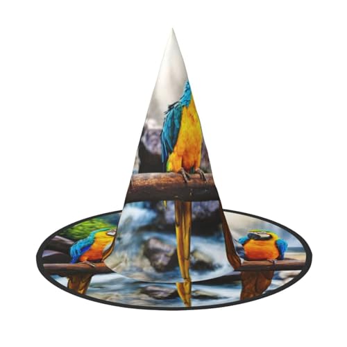 ZKZBDPLK Halloween-Spitzhut, niedlicher Papageien-Druck, Halloween-dekorativer Hut von ZKZBDPLK