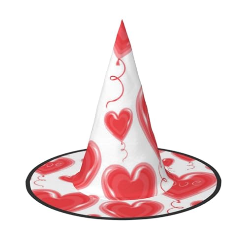 ZKZBDPLK Halloween-Spitzhut, romantischer roter Herz-Druck, Halloween-Dekohut von ZKZBDPLK