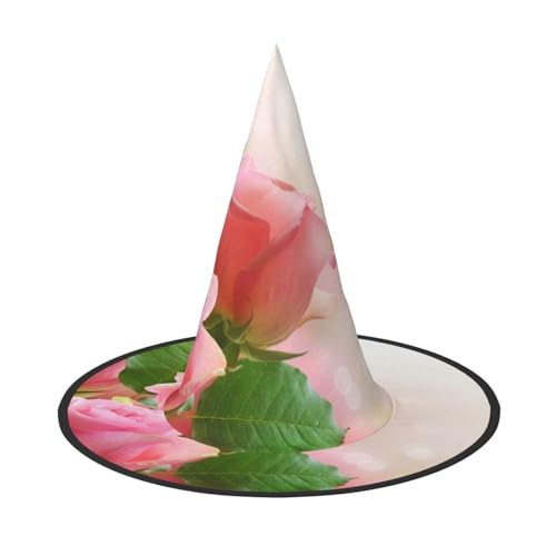 ZKZBDPLK Halloween-Spitzhut, rosa Rosen, bedruckt, Halloween-Dekohut von ZKZBDPLK