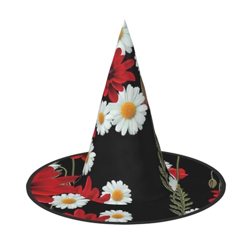 ZKZBDPLK Halloween-Spitzhut, rote Blume und weiße Gänseblümchen, dekorativer Halloween-Hut ZKZBDPLK Halloween-Spitzhut, rote Blume und weiße Gänseblümchen, dekorativer Halloween-Hut von ZKZBDPLK