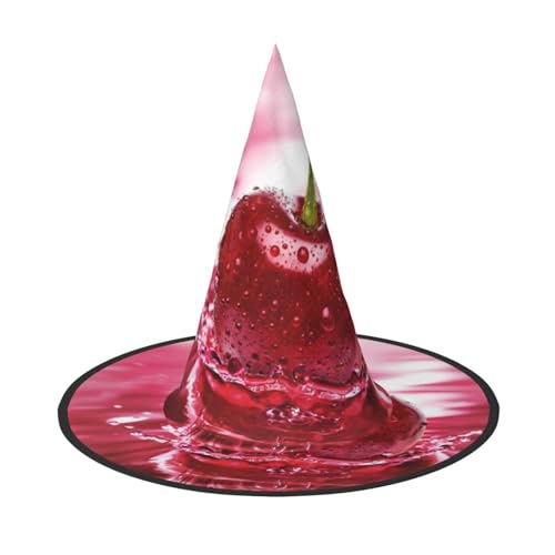 ZKZBDPLK Halloween-Spitzhut, rote Kirschen bedruckt, Halloween-Dekohut von ZKZBDPLK