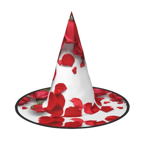ZKZBDPLK Halloween-Spitzhut, rote Rosenblüten-Druck, Halloween-Dekohut von ZKZBDPLK