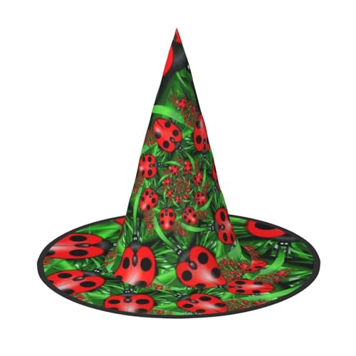 ZKZBDPLK Halloween-Spitzhut, roter Marienkäfer-Druck, Halloween-dekorativer Hut von ZKZBDPLK