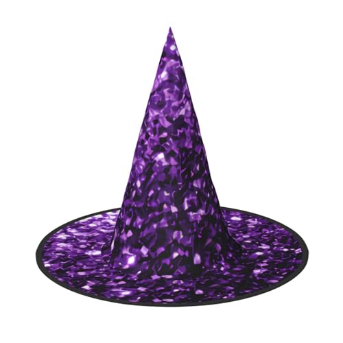 ZKZBDPLK Halloween-Spitzhut, schöner violetter Glitzer-Druck, Halloween-Dekohut von ZKZBDPLK