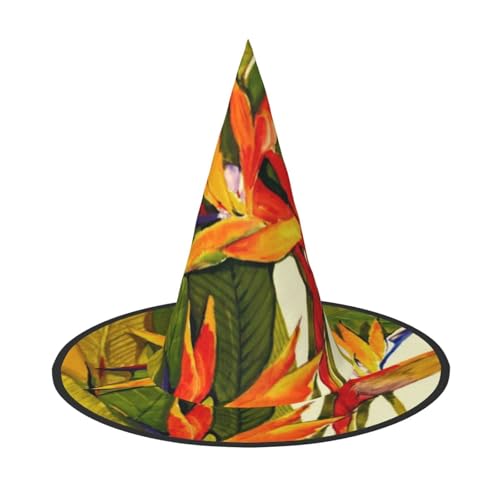ZKZBDPLK Halloween-Spitzhut, tropischer Blumendruck, Halloween-Dekohut von ZKZBDPLK