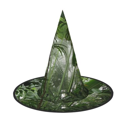 ZKZBDPLK Halloween-Spitzhut, tropischer Regenwald-Druck, Halloween-Dekohut von ZKZBDPLK